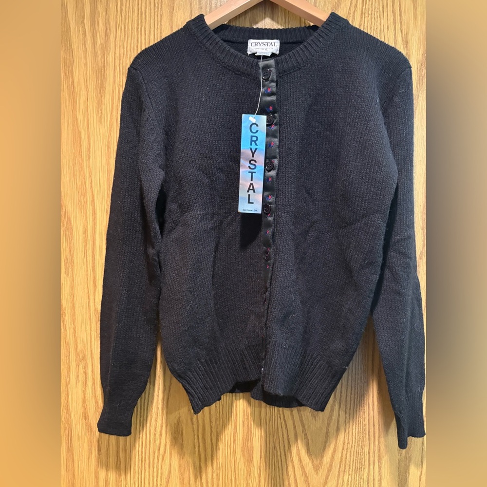 Crystal Cardigan Sweater with cute ribbon details. NWT size M